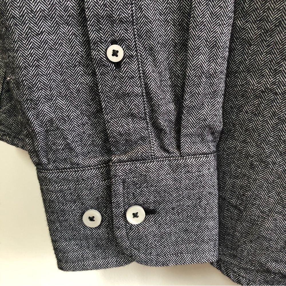 Untuck it Librando grey herringbone tweed button front shirt size L tall EUC - Picture 3 of 8